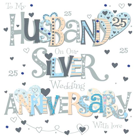 Husband Silver 25th Wedding Anniversary Greeting Card | Cards | Love Kates