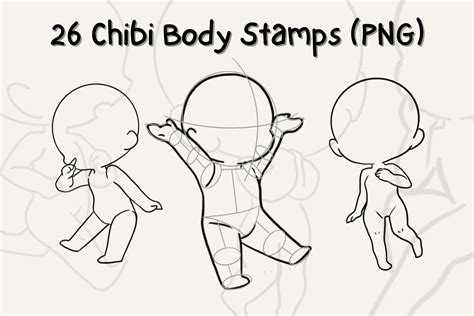 Chibi Body Stamp Wonderland: 26 Unique Chibi Base Poses Chibi - Etsy