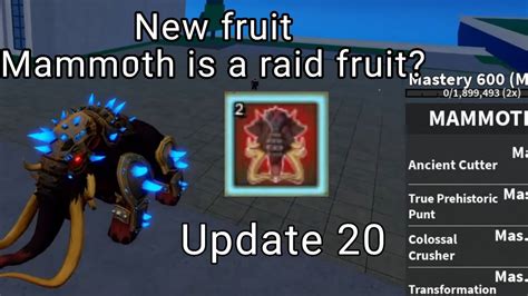 Mammoth new fruit in Blox fruits Update 20 - YouTube