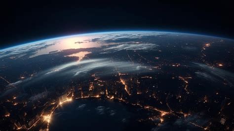 Premium AI Image | Satellite view of the planet Earth at night 3D ...