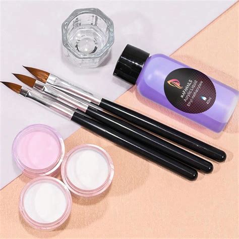 Acrylic Nail Kit - Clear/White/Pink Acrylic Powder And Liquid Set With ...