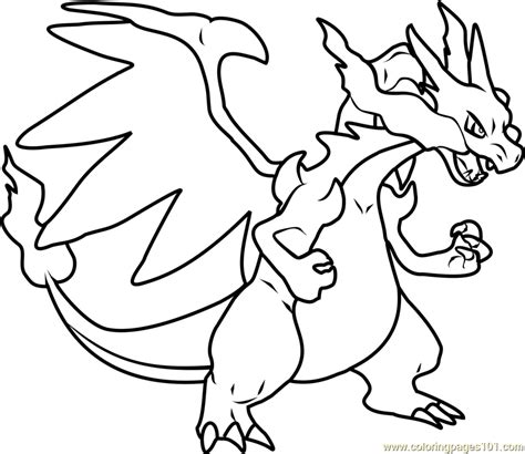 Mega Charizard X Pokemon Coloring Page for Kids - Free Pokemon ...