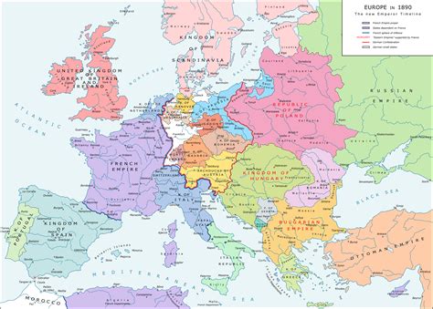 Europe in 1890 in "The New Emperor" Timeline (Inspired BY a map style ...