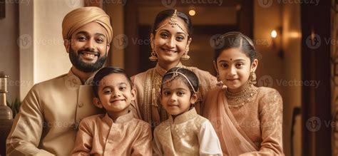 Realistic Portrait of Happy Indian Family Together During Ceremony ...