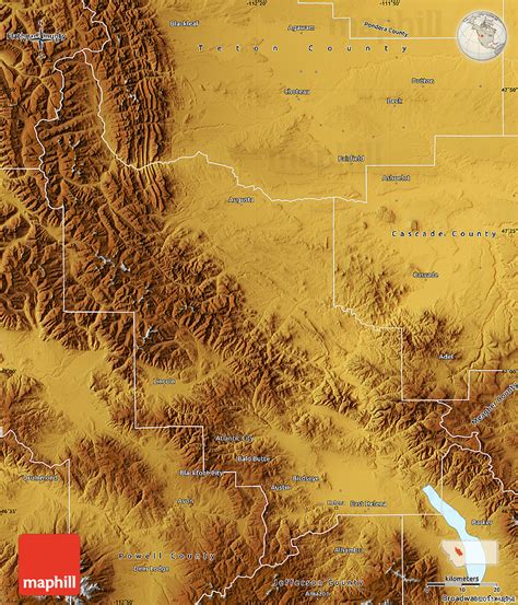 Physical Map of Lewis and Clark County