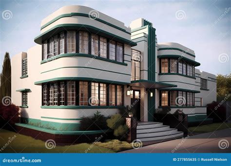 Art Deco Style House (Generative AI) Stock Illustration - Illustration ...