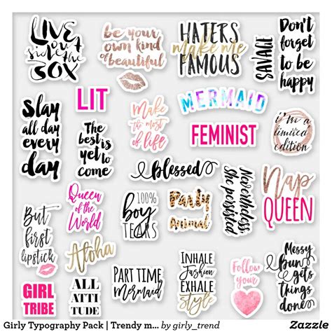 Girly Typography Pack | Trendy modern quotes Sticker | Modern quotes ...