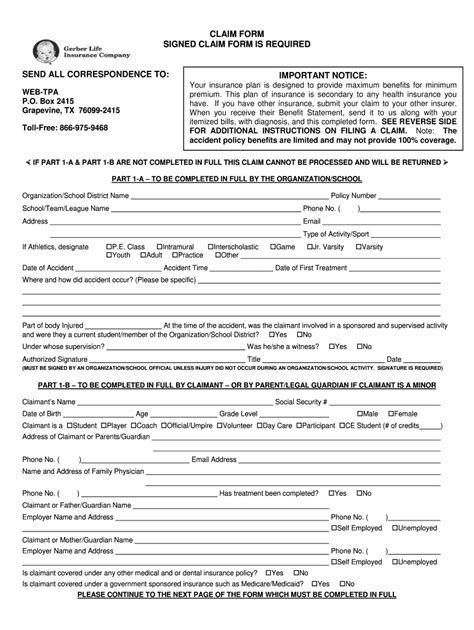 Gerber Life Insurance Death Claim Forms - Fill Online, Printable ...