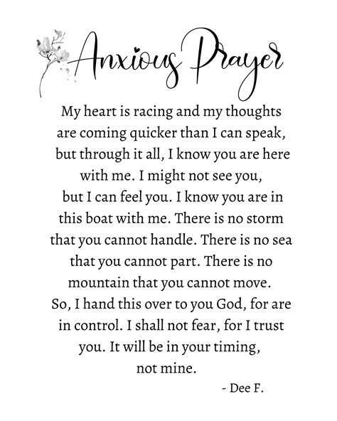 Anxious Prayer, Anxiety Prayer, Prayer for Difficult Times Faith Prints ...