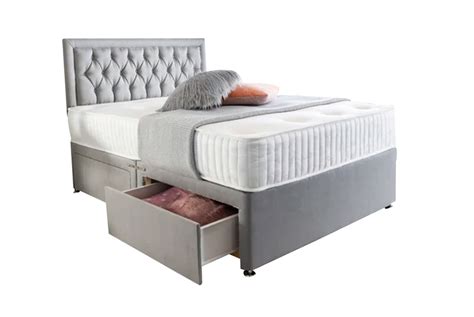 Light Grey Suede Divan Bed and Mattress Offer - LivingSocial