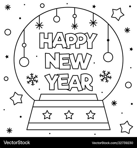 Happy new year coloring page Royalty Free Vector Image