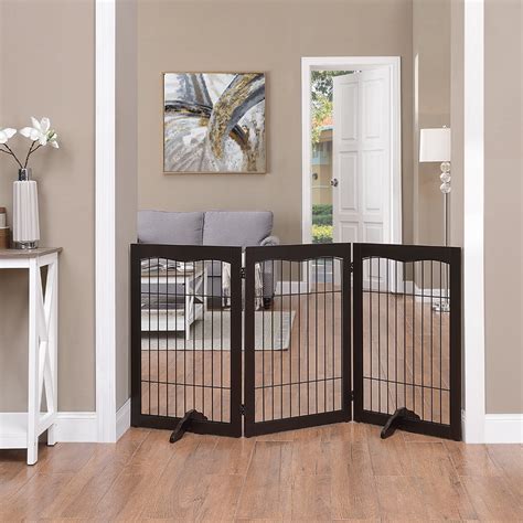 Unipaws Freestanding Wire Pet Gate, Wooden Dog Gates with 2PCS Support ...