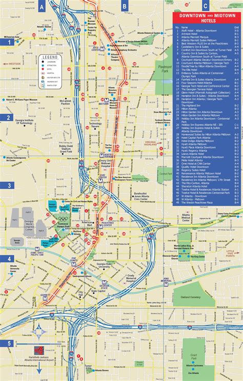 Atlanta downtown and midtown hotel map