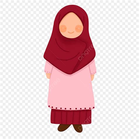 Personagem Feminina Usando Um Hijab Marrom Em Pé De Frente Para A ...