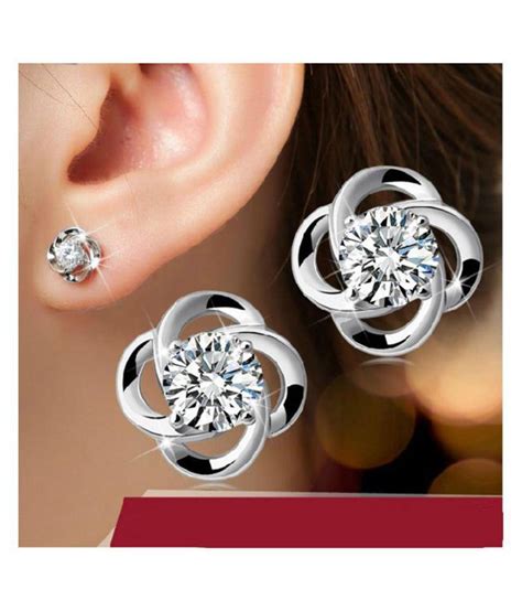 CZ Sterling Silver Stud Earrings For Women & Girls By Stylish Teens ...