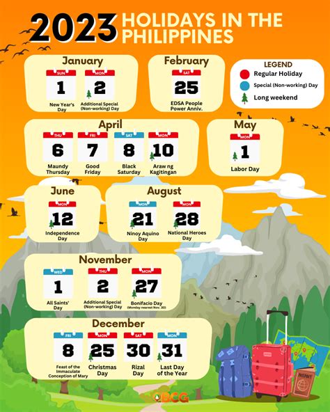 Regular and Special Holidays (Non-Working) Days for the Year 2023 | BCG