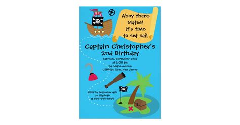 Cute Ahoy Mates Pirate Birthday Party Invitations | Zazzle