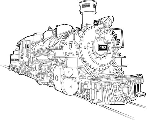 D&SNG 482 Steam Engine Line Art Tech Illustration on Behance | Train ...