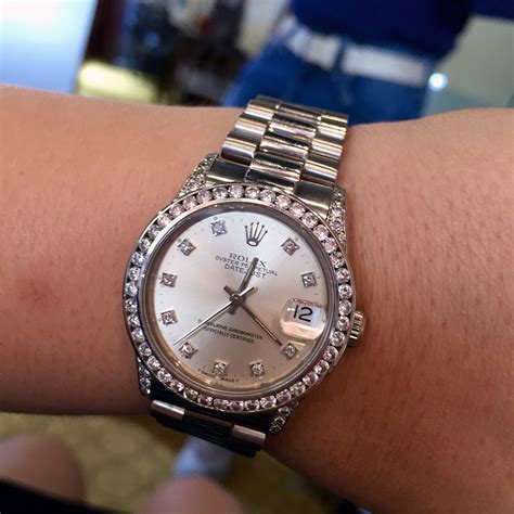 Rolex 68279 Datejust Midsize 18k White Gold Presidential Diamond Watch