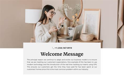 Welcome message and phone Website Template