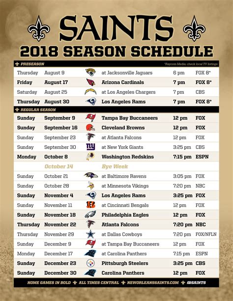 Printable New Orleans Saints Schedule 2024