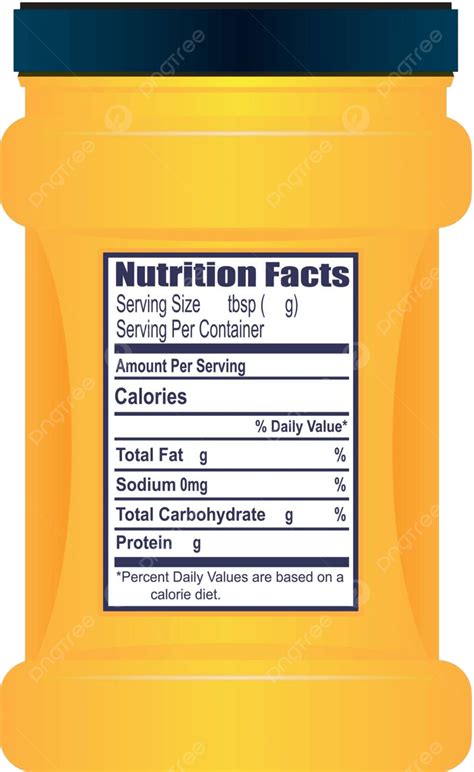 Plastic Container With Nutrition Facts Closed Transparent Background ...