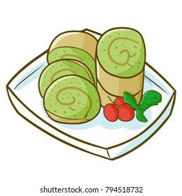 Cute Yummy Pandan Srikaya Cake Traditional Stock Vector (Royalty Free ...