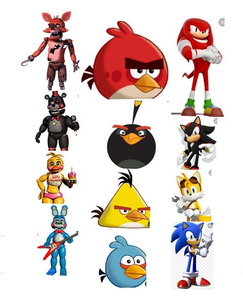 Angry birds Five Nights at freddy's Sonic