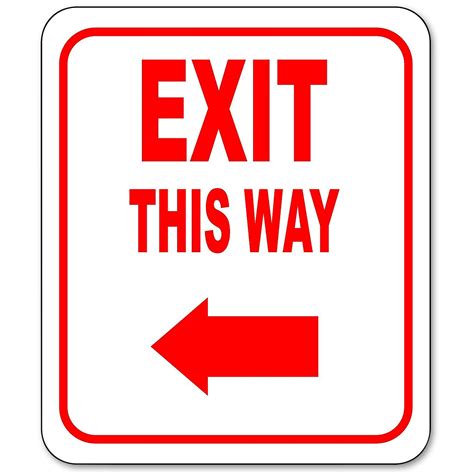 Buy EXIT This Way Directional Left Arrow RED Aluminum Composite Outdoor ...