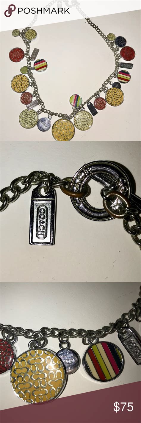 Coach Multi Logo Disc Charms Necklace Silver Tone | Charm necklace ...