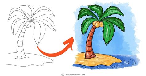 How Do You Draw a Cartoon Palm Tree - Brown Onstry