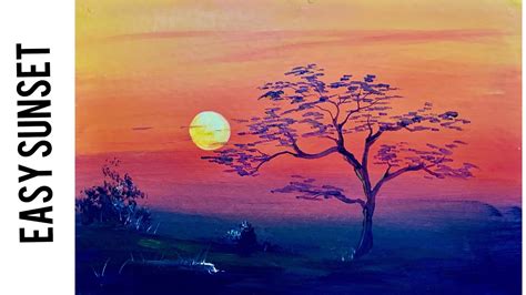 SUNRISE / SUNSET EASY Acrylic painting - YouTube