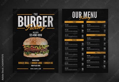 Burger Restaurant Menu Layout plantilla de Stock | Adobe Stock