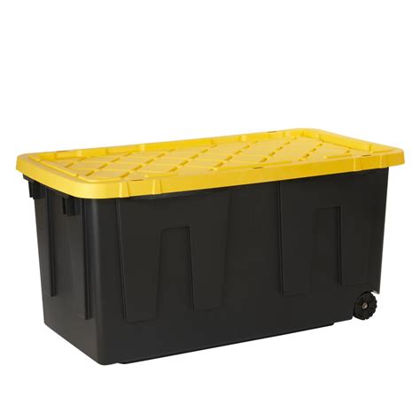 HDX 70 Gal. Tough Storage Bin in Black with Wheels-206203 - The Home Depot