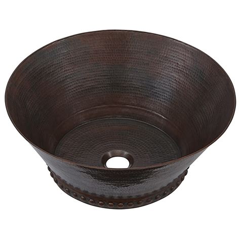 SINKOLOGY Aged Copper Copper Vessel Round Bathroom Sink at Lowes.com