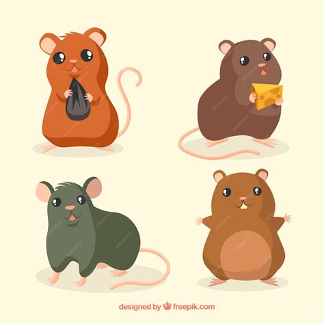 Free Vector | Cute mice breed set