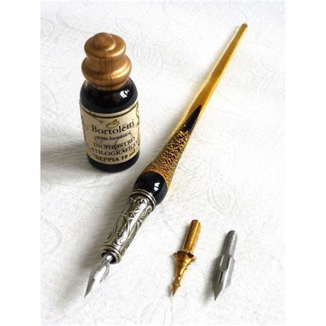 Gold Leaf Glass Calligraphy Pen Nibs & Ink