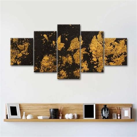 Gold Foil Multi Panel Canvas Wall Art | ElephantStock Artist Painting ...