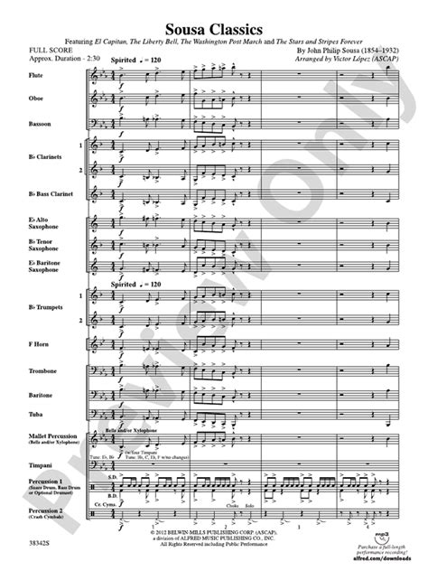 Sousa Classics: Concert Band Conductor Score & Parts: John Philip Sousa ...