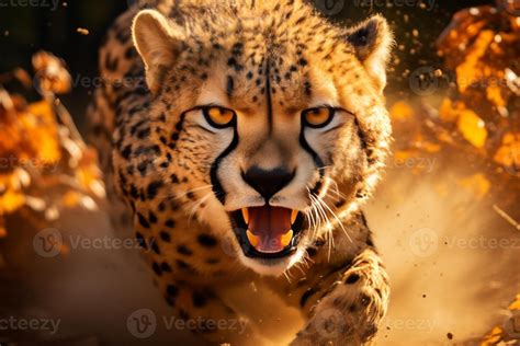 AI generated Majestic leopard sprinting in its serene natural habitat ...