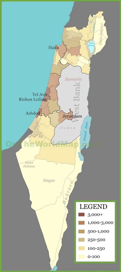 Israel population density map | Map, Ashdod, Israel