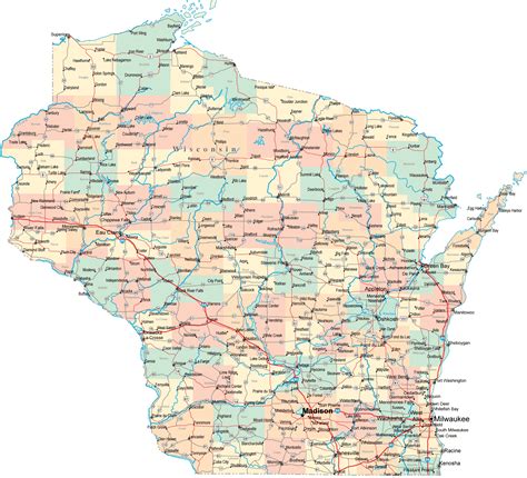 Wisconsin State Map With Cities - London Top Attractions Map