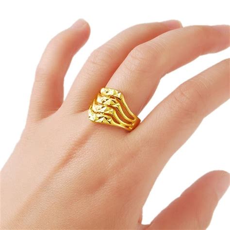 Fashion Design Gold Finger Rings Women Wedding Jewelry Ring Gold Filled ...