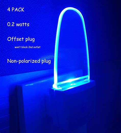 4 Pack Night Light Lamp with Dusk to Dawn Sensor, Plug In, Blue Led ...