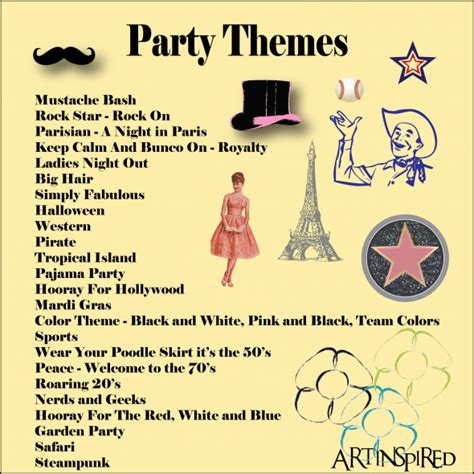 list of bunco themes | Bunco themes, Adult party themes, Bunco party