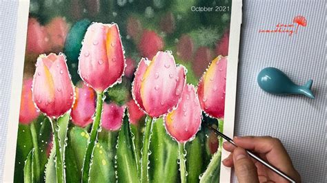 Cách vẽ hoa tulip bằng màu nước / How to draw watercolor tulip flower ...