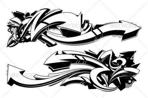 Black and White Graffiti Backgrounds with Decorative Symbols