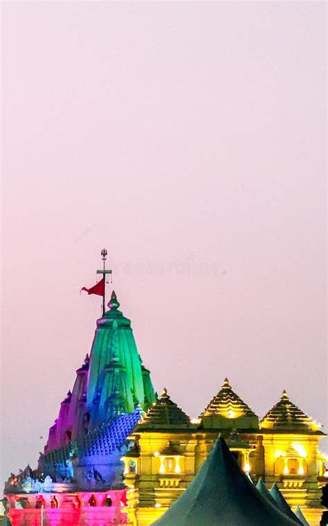 Night View of Somnath Temple Gujarat, India. Stock Image - Image of ...