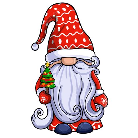 Christmas Gnomes Clipart PNG Images, Christmas Gnome Holding Tree ...