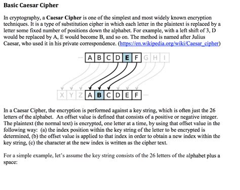 Solved Basic Caesar Cipher In cryptography, a Caesar Cipher | Chegg.com